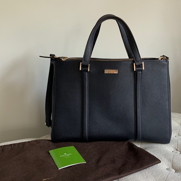 Beautiful Navy Blue Kate Spade ♠️ Crosshatch Satchel - Picture 1 of 10